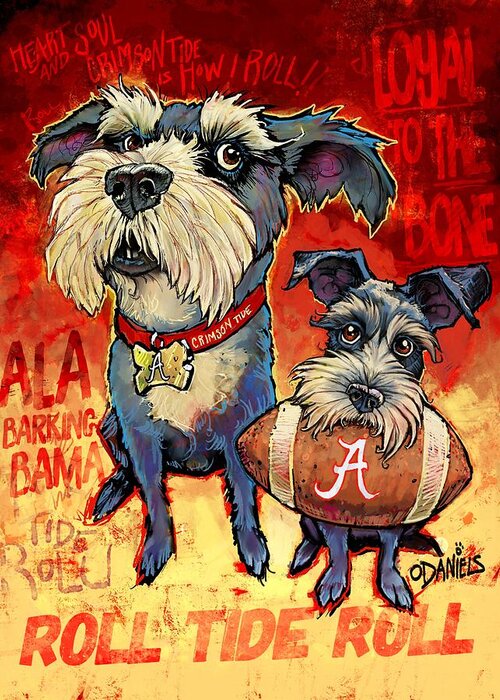 Alabama Greeting Card featuring the painting Loyal to the Bone by Sean ODaniels