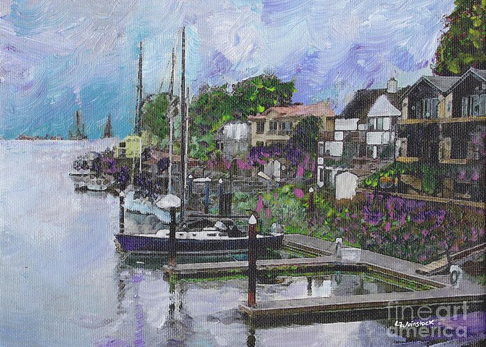 #cityofalameda Greeting Card featuring the painting Life on the Estuary by Linda Weinstock