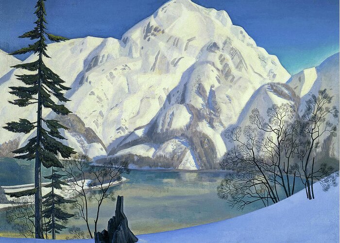 Rockwell Kent Greeting Card featuring the painting Alaska, View from Fox Island in Winter, 1919 by Rockwell Kent
