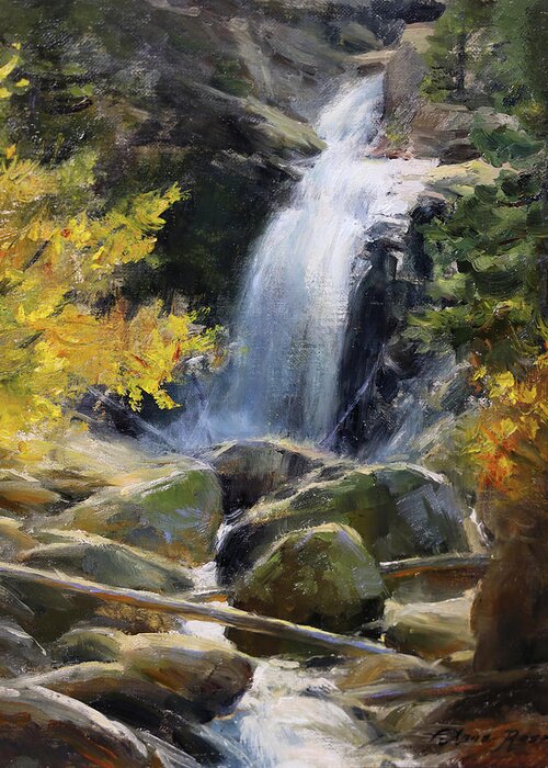 Waterfall Greeting Card featuring the painting Alberta Falls, October by Anna Rose Bain