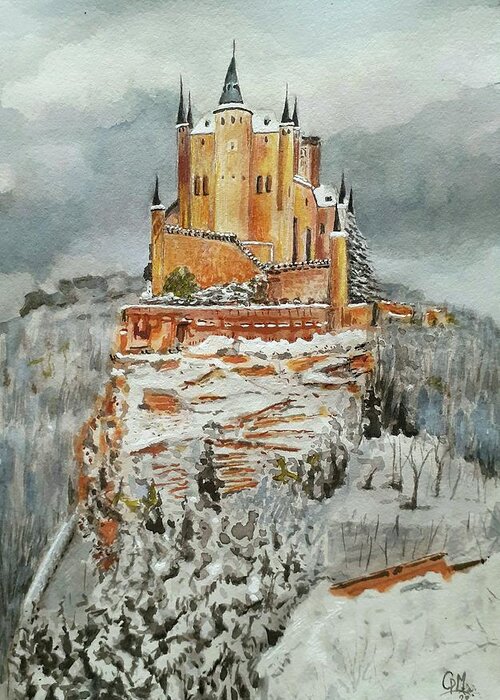 Palace Greeting Card featuring the painting Alcazar of Segovia. Spain by Carolina Prieto Moreno