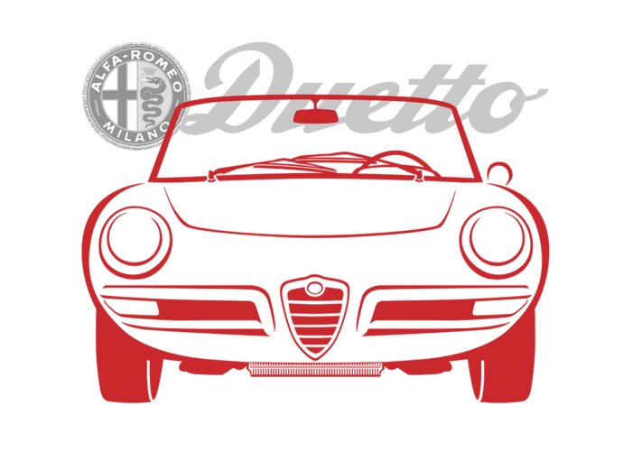 Alfa Greeting Card featuring the digital art Alfa Duetto Spider-2 by Rick Andreoli