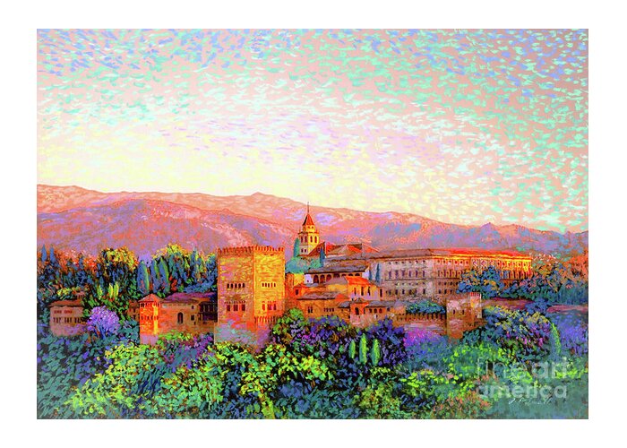 Spain Greeting Card featuring the painting Alhambra, Granada, Spain by Jane Small