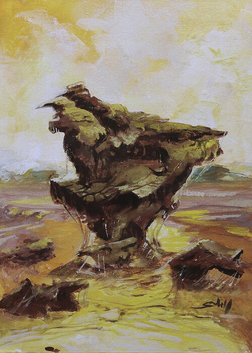 Gothic Greeting Card featuring the painting Alien landscape C Zone by Sv Bell