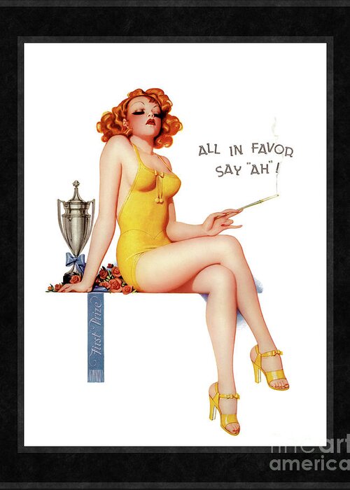 All In Favor Say Ah Greeting Card featuring the painting All In Favor Say Ah by Enoch Bolles Vintage Illustration Xzendor7 Art Reproductions by Rolando Burbon