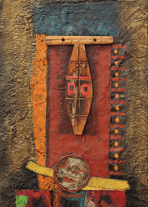 African Art Greeting Card featuring the painting All Systems Go by Michael Nene