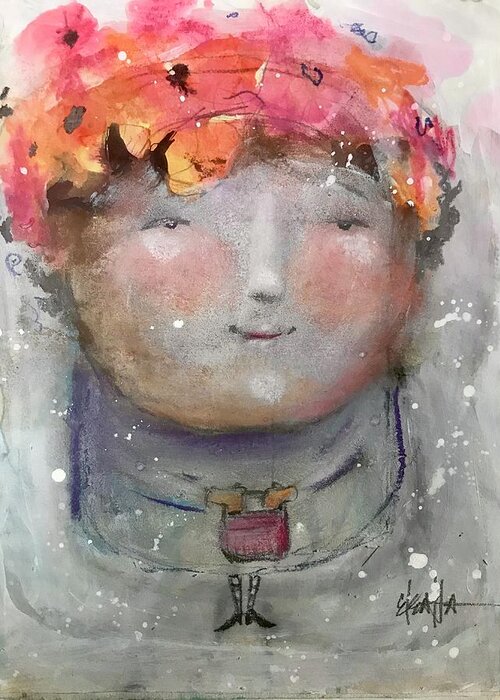 Unique Whimsical Art Greeting Card featuring the mixed media All Will Be Well by Eleatta Diver