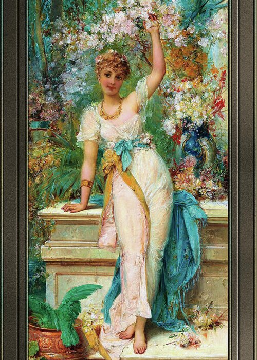 Allegory Of Spring Greeting Card featuring the painting Allegory Of Spring by Joseph Bernard by Rolando Burbon