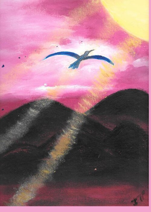 Bird Greeting Card featuring the painting Almost There by Esoteric Gardens KN