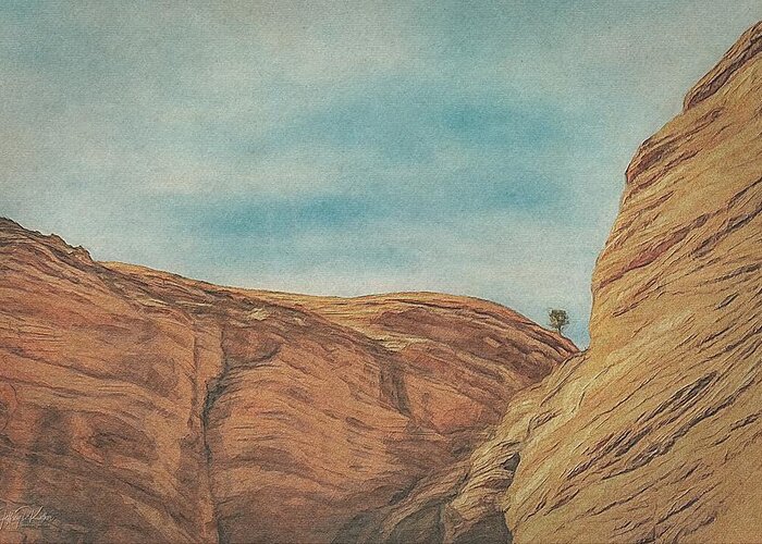 Mesa Greeting Card featuring the painting Alone by Jeffrey Kolker