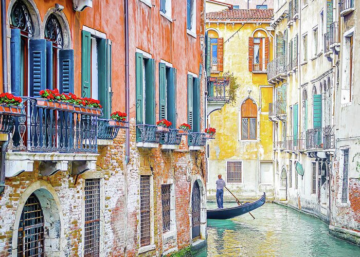 Venice Greeting Card featuring the photograph Along The Canal by Marla Brown