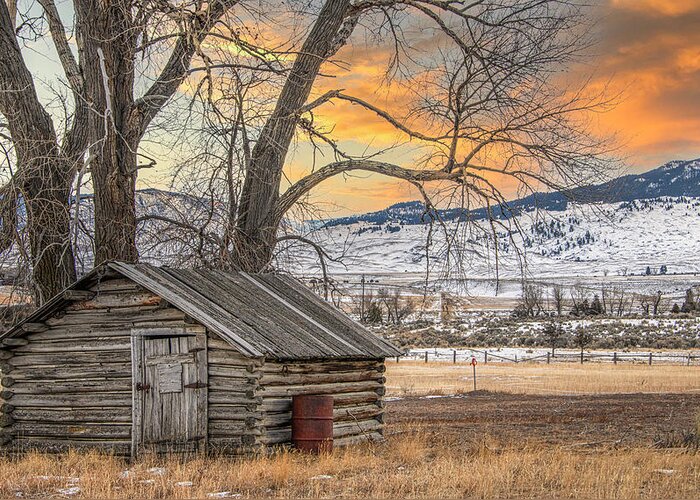  Greeting Card featuring the photograph Along the Old Yellowstone Trail for Winter Sunset by Marcy Wielfaert