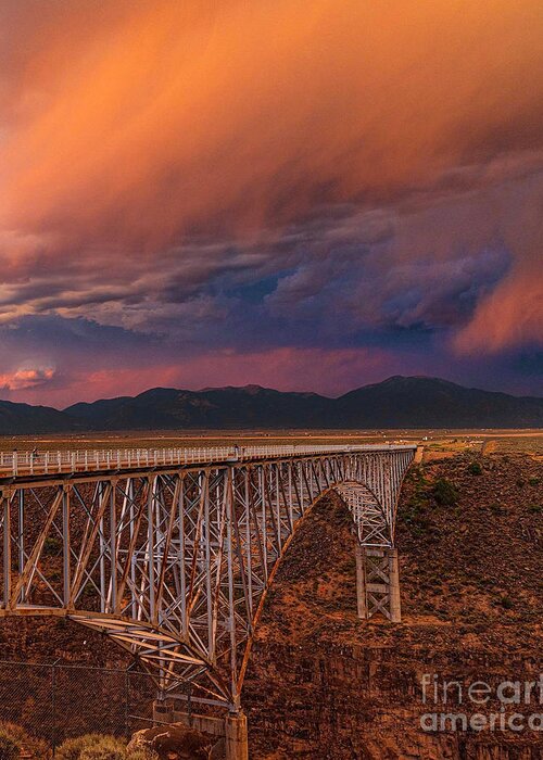 Taos Greeting Card featuring the photograph Amazing Sunset over the Gorge Bridge 3 by Elijah Rael