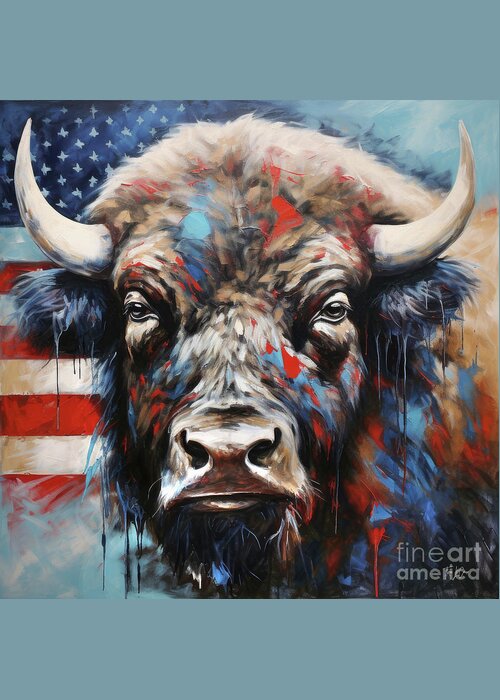 Buffalo Greeting Card featuring the painting American Buffalo by Tina LeCour