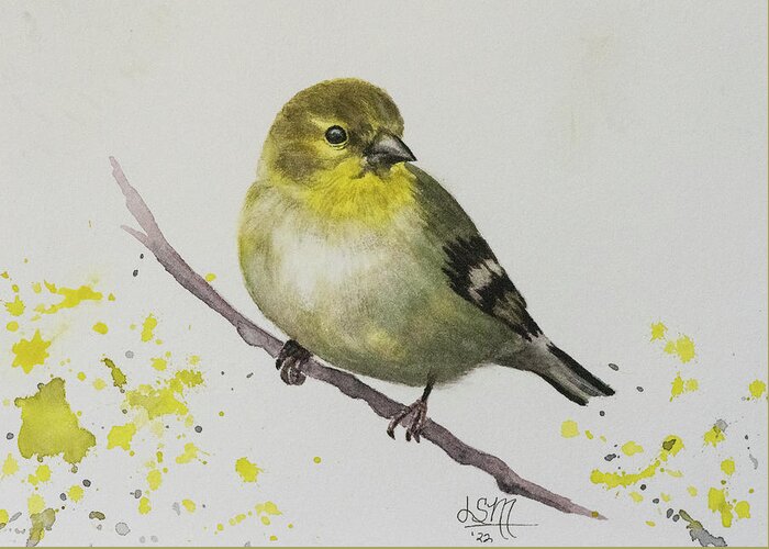 Nature Greeting Card featuring the painting American Goldfinch by Linda Shannon Morgan