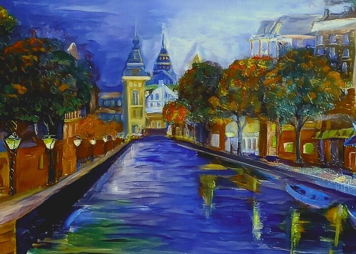 Amsterdam Greeting Card featuring the painting Amsterdam Painting by Lisa Kaiser