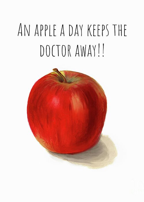 Apple Greeting Card featuring the mixed media An Apple A Day by Tina LeCour