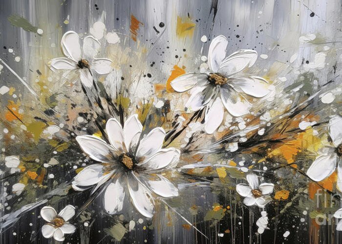 Daisy Flowers Greeting Card featuring the painting An Explosion Of Daisies by Tina LeCour