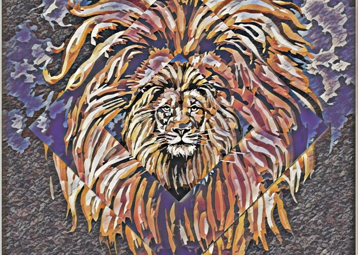 Lion Greeting Card featuring the digital art an Leon by Christina Rick