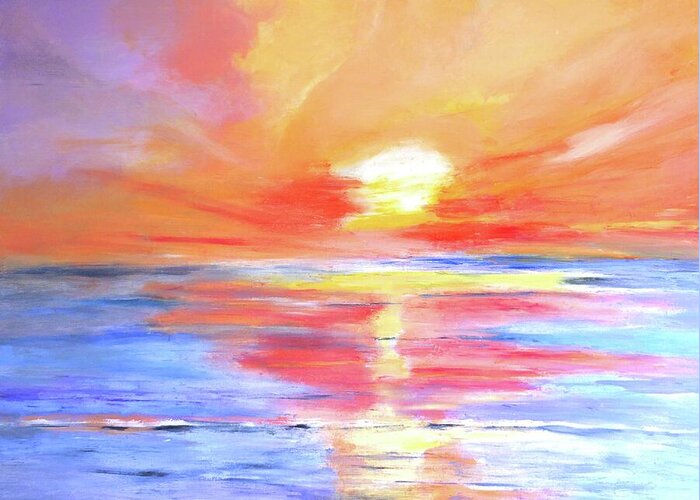 Sunset Greeting Card featuring the painting Anegada Sunset by Carlin Blahnik CarlinArtWatercolor
