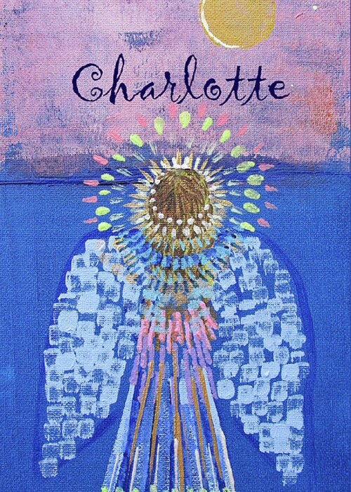 Charlotte Greeting Card featuring the painting Angel Charlotte by Corinne Carroll