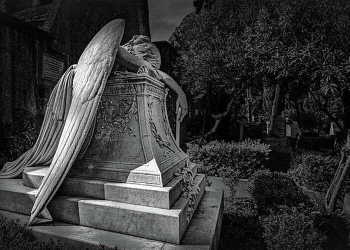 Cemetery Greeting Card featuring the photograph Angel of Grief by Mike Schaffner