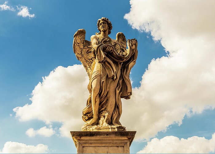 Ponte Sant'angelo Greeting Card featuring the photograph Angel with the Garment and Dice by Fabiano Di Paolo