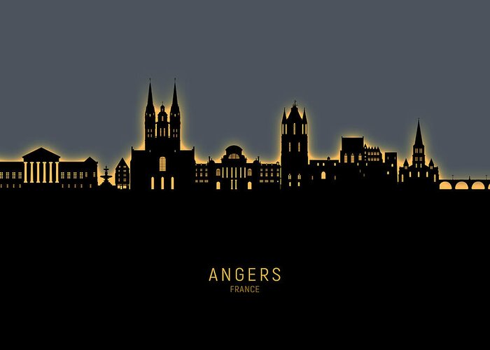 Angers Greeting Card featuring the digital art Angers France Skyline #77 by Michael Tompsett
