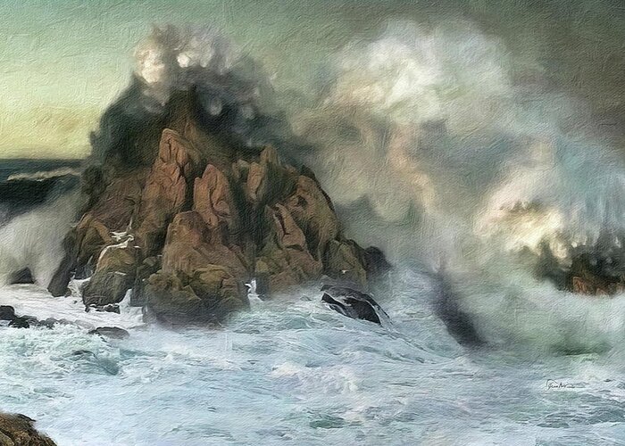 Stormy Surf Greeting Card featuring the digital art Angry Ocean - Seascape by Russ Harris