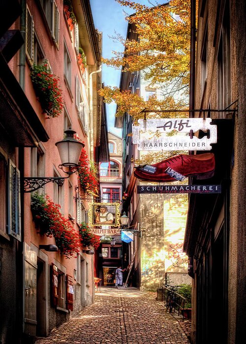 Zurich Greeting Card featuring the photograph Ankengasse Street Zurich by Jim Hill