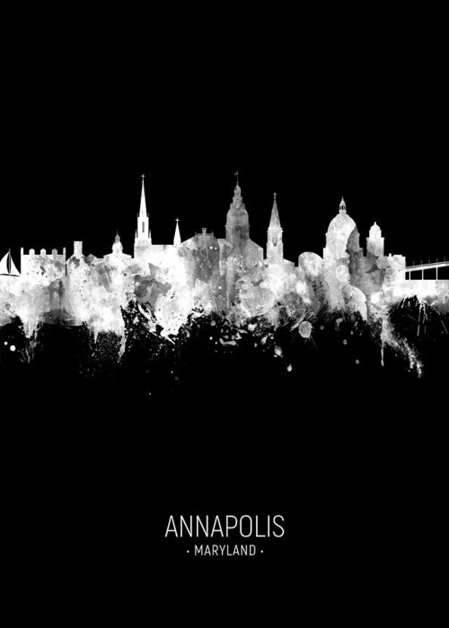 Annapolis Greeting Card featuring the digital art Annapolis Maryland Skyline #90 by Michael Tompsett