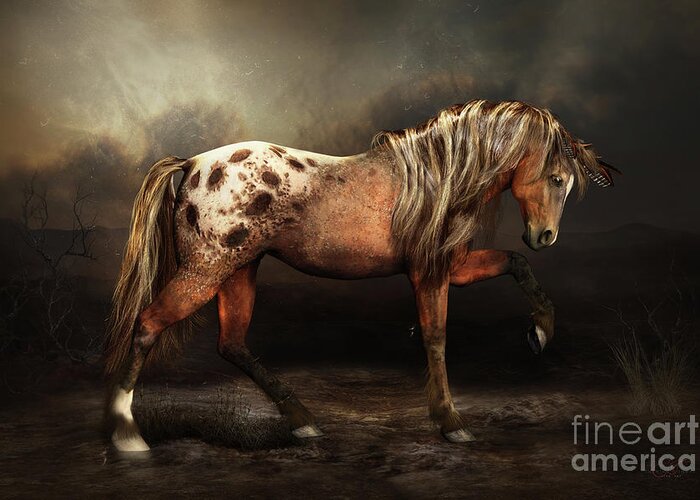 Appaloosa Bay Greeting Card featuring the digital art Appaloosa Bay Horse by Shanina Conway