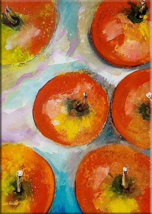 Apples Greeting Card featuring the painting Apple Spots and Stems by Lisa Kaiser
