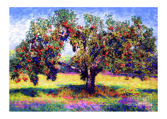 Landscape Greeting Card featuring the painting Apple Tree Orchard by Jane Small