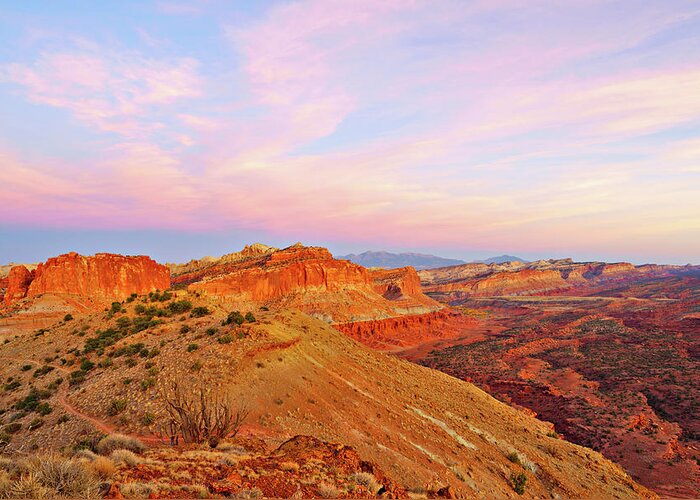 Capitol Reef Greeting Card featuring the photograph April 2018 Capitol Reef Sunset by Alain Zarinelli