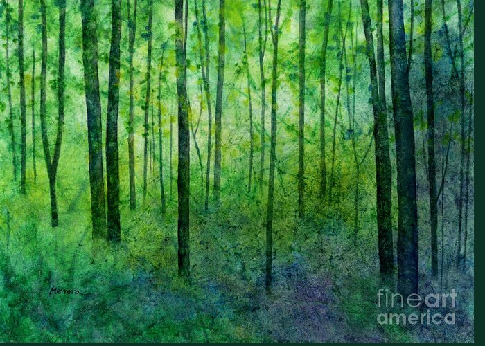 Green Greeting Card featuring the painting April Hues by Hailey E Herrera
