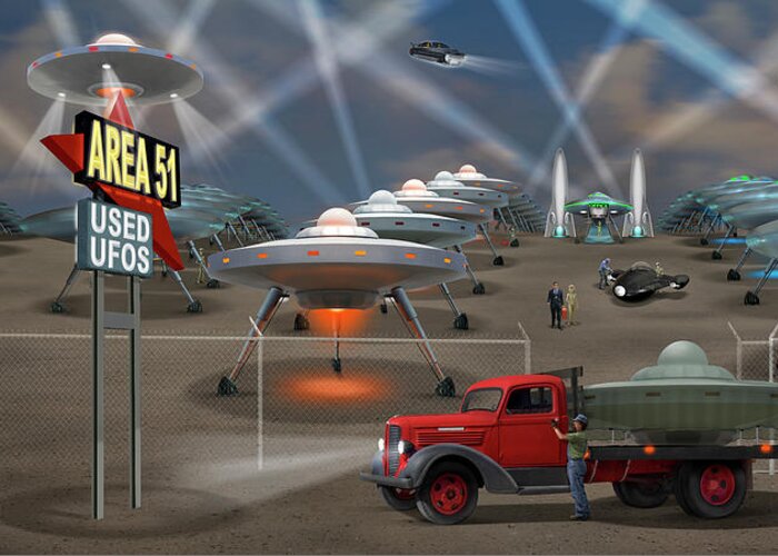 Area 51 Greeting Card featuring the photograph Area 51 Used U F O s H D by Mike McGlothlen
