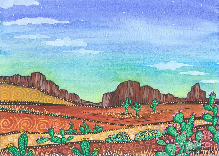 Arizona Landscape Greeting Card featuring the painting Arizona Glow by Tanielle Childers
