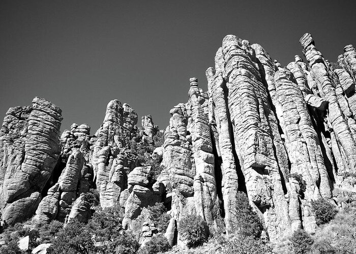 Black And White Greeting Card featuring the photograph Arizona in Black and White, Chriricahua Mountains by Chance Kafka