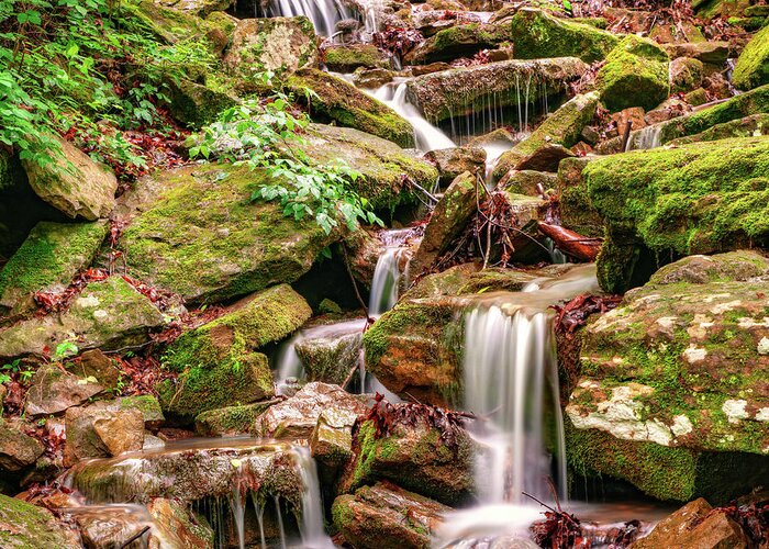 Arkansas Waterfalls Greeting Card featuring the photograph Arkansas' Devils Den State Park Waterscape 1x1 by Gregory Ballos