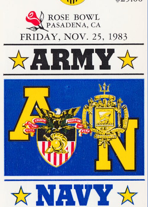 Army Navy Game Greeting Card featuring the mixed media Army Navy Game 1983 by Row One Brand