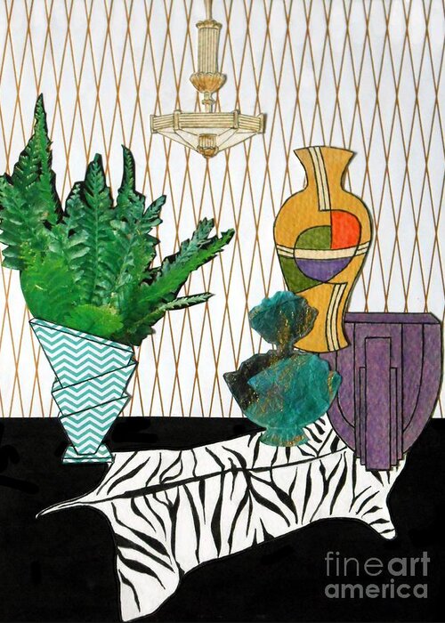 Art Deco Greeting Card featuring the mixed media Art-Deco Pottery No.1 by Jayne Somogy