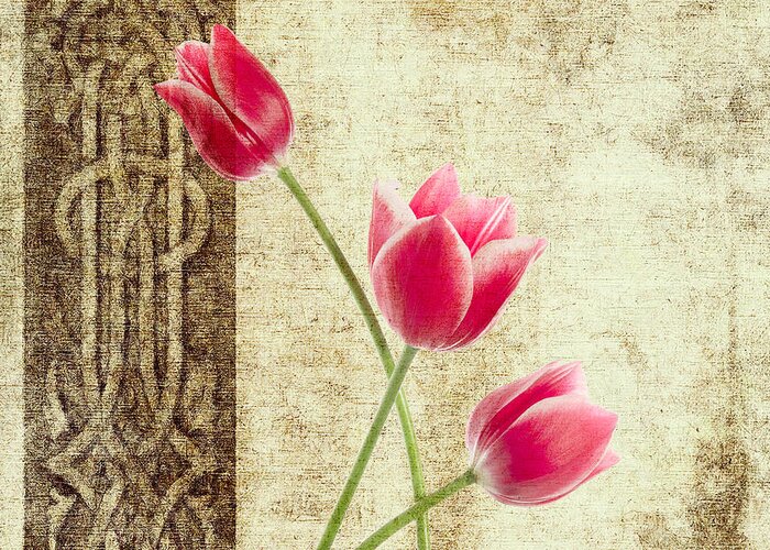 Tulips Greeting Card featuring the digital art Tulips Vintage by Mark Ashkenazi