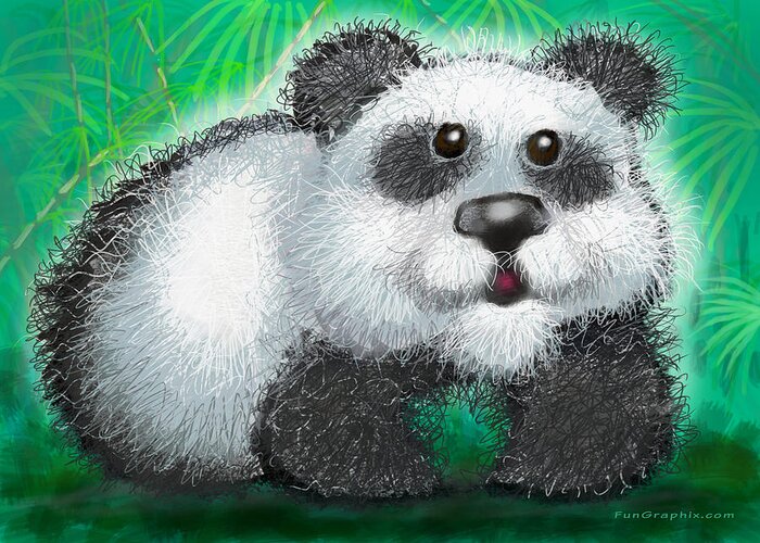 Panda Greeting Card featuring the digital art Panda Bear by Kevin Middleton