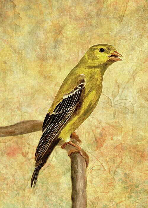 American Goldfinch Greeting Card featuring the painting Made Of Gold I by Angeles M Pomata