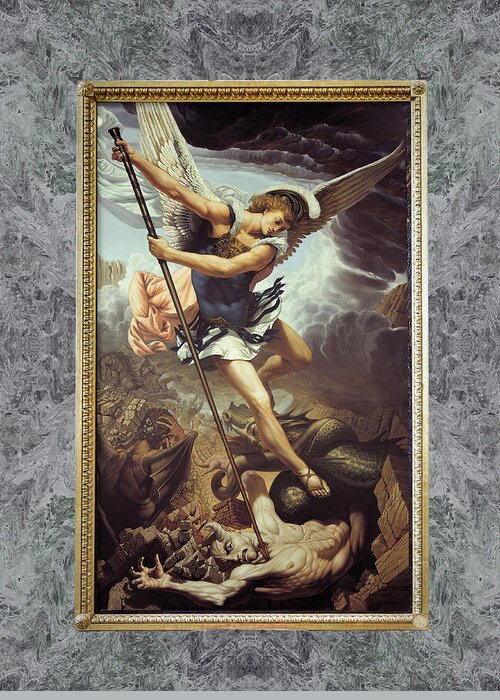 Christian Art Greeting Card featuring the painting Archangel Michael by Kurt Wenner