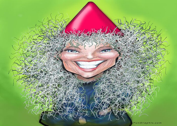 Female Greeting Card featuring the digital art Female Stay at Home Gnome by Kevin Middleton