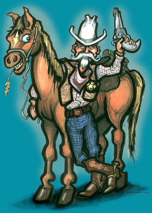 Cowboy Greeting Card featuring the digital art Cowboy #1 by Kevin Middleton