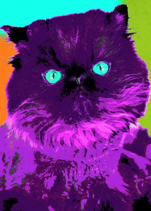 Cat Greeting Card featuring the photograph PopART Persian Kitty by Renee Spade Photography