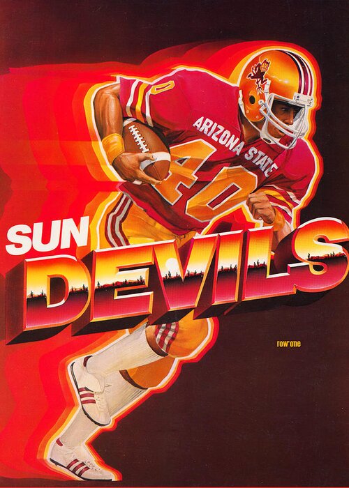 Arizona Greeting Card featuring the mixed media 1983 Arizona State Football Art by Row One Brand